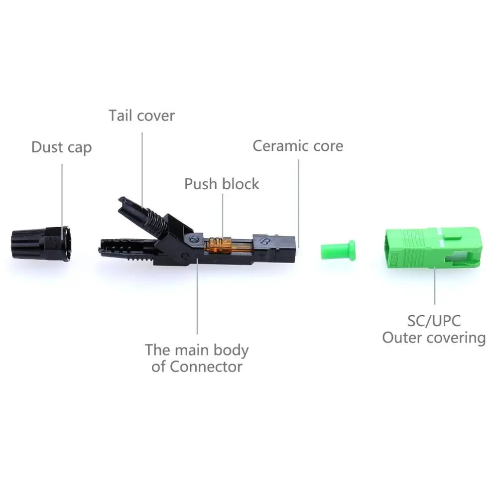Sc APC Fast Fiber Optic Cable Connectors , Green Ftth Connector