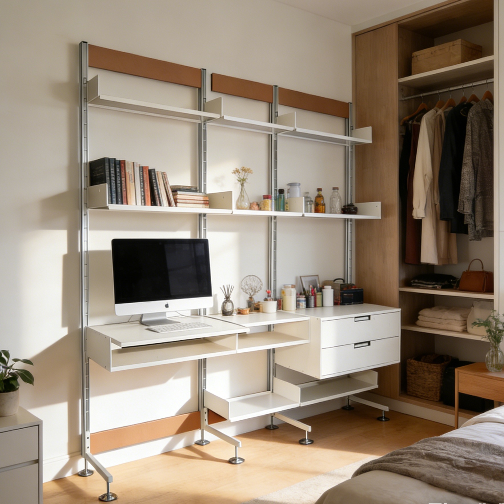 FreeFrame Series Modern Modular Storage Rack Standing Type Shelving System for Living Room Wardrobe Height Clothing Food