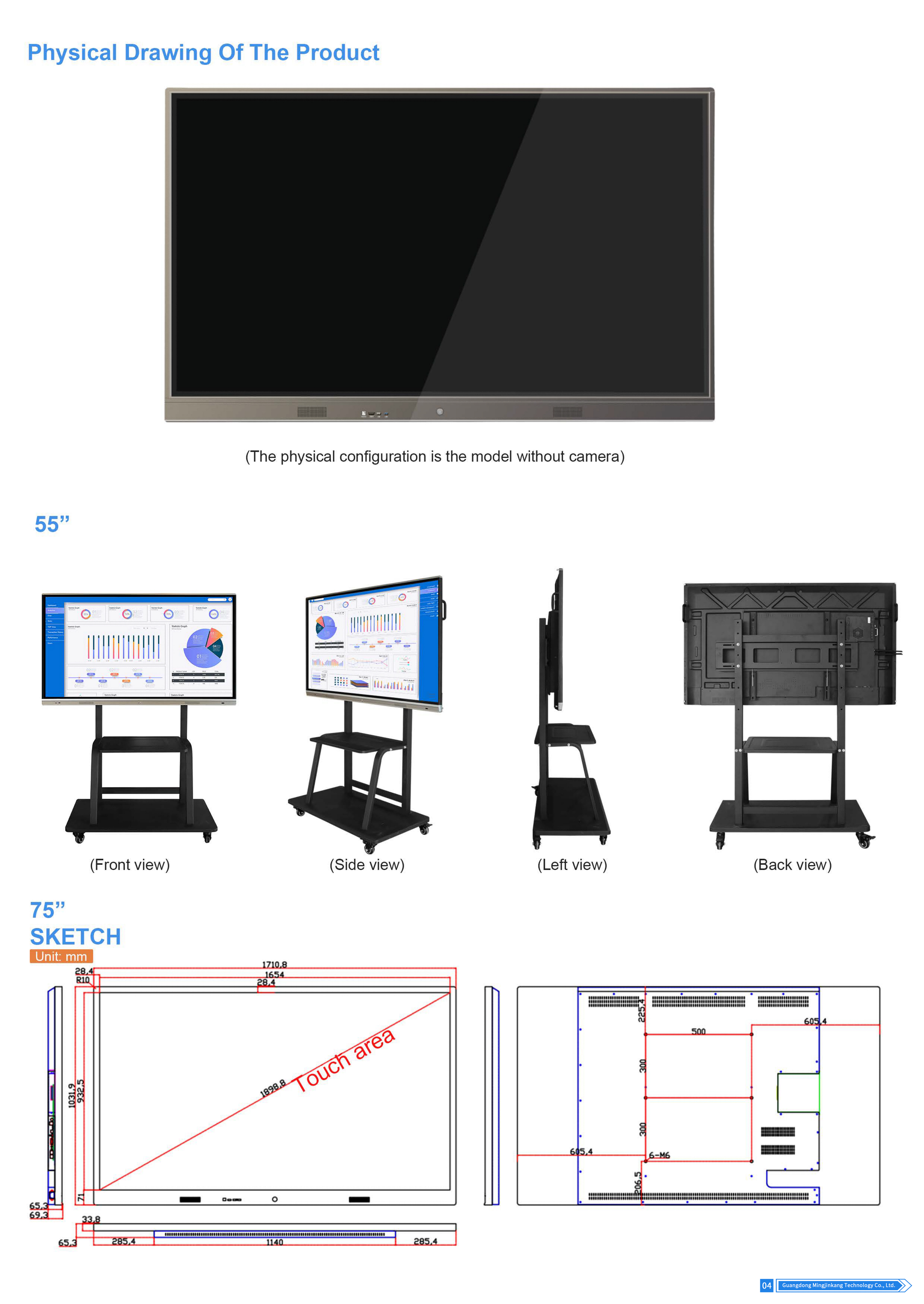 2026 55 Inch 4K Resolution Android Windows LCD 20 Point Touch Screen Interactive Smart Board for School and Office