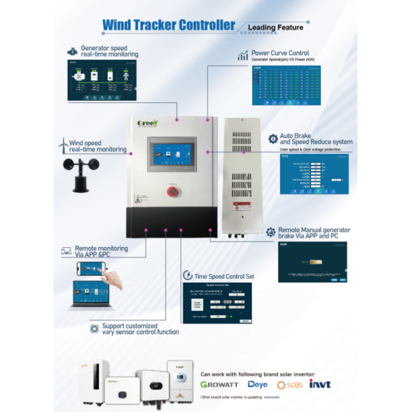 LCD Touch Screen On Grid Controller with Forced Air Cooling and ≥98% Efficiency for Optimal Solar Energy Conversion