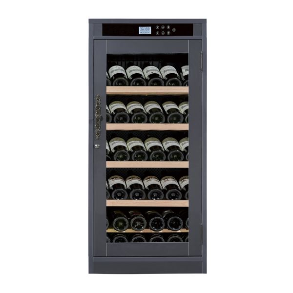 Modern Solid Wood Kitchen Wine Cooler Cabinet with Digital Touch Control Panel and Double-Pane Tempered Glass Door