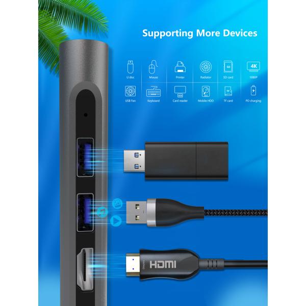 OCC 100W PD 7 In 1 Port Powered USB C Hubs 5Gbps Data Transfer