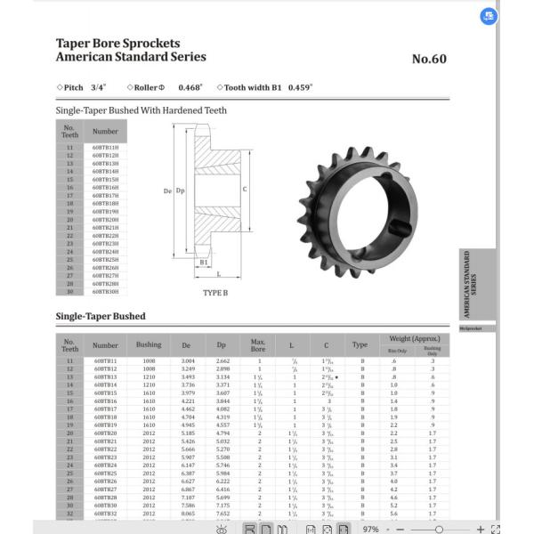 Industrial High Frequency Taper Bore Sprockets For Transmission Machine