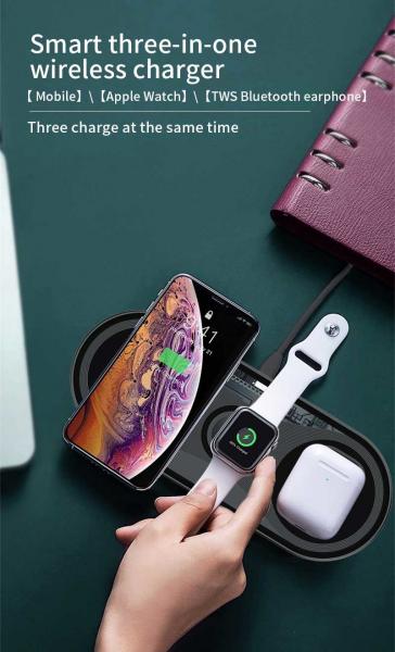 Portable 3 In 1 Qi 15W Wireless Charging Pad For Apple Watch Series