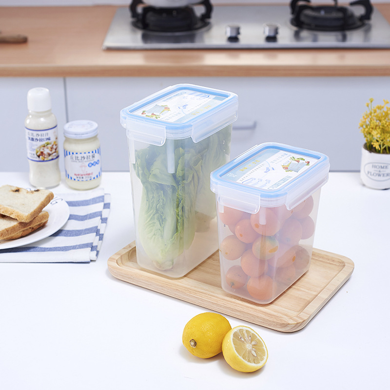 Transparent Rectangular Fresh-Keeping Storage Box for Fruits Vegetables Snacks Grains Moisture-Proof Sealed Jar for Kitchen Use