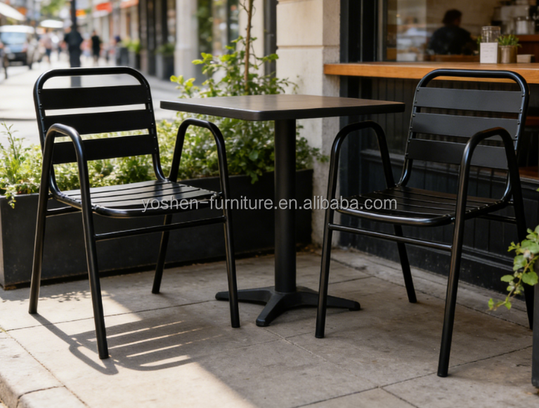 Stackable Gliding Contemporary Durable Eco-Friendly Waterproof Curved-Back Aluminum Commercial Hotel Outdoor Garden Chair