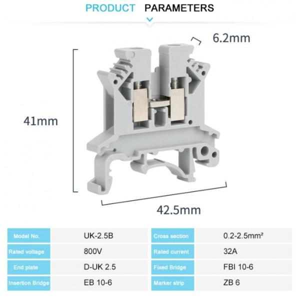 Plastic Nylon PA66 V0 Electric Installation Panel Mounted Feed Through Screw Cage