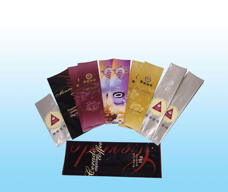 Printed Side Gusset Plastic Pouches Packaging , Punch Hole Coffee Bean Packaging