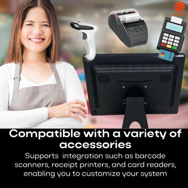 15.6” 10-Point Touch POS Machine Windows 11 Pro/Android 11, Core i5/2GB RAM, 128GB/32GB Storage, Multi-Port Connectivity for Retail & Hospitality