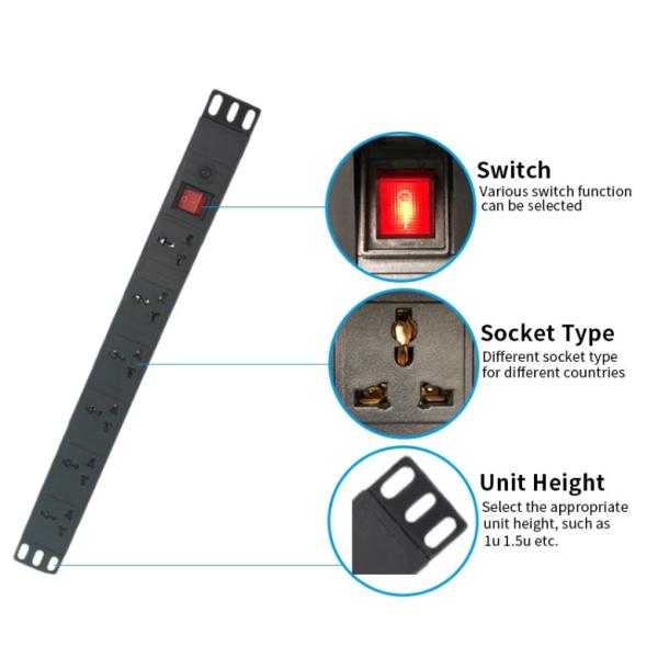 2500W Network Cabinet Accessories 1.8m Extension UK Plug