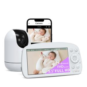 5.5 Inch WiFi Baby Monitor with 1080P PTZ Camera and 5000mAh Battery