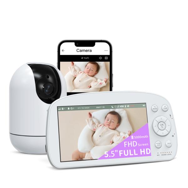 Buy 5.5 Inch WiFi Baby Monitor with 1080P PTZ Camera and 5000mAh Battery at wholesale prices