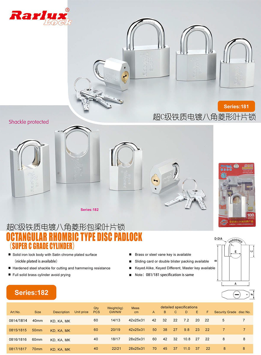 OCTANGULAR RHOMBIC TYPE DISG PADLOCK (SUPER C GRADE CYLINDER)