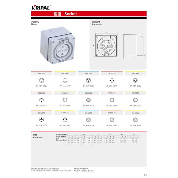 56SO 66SO series Waterproof Switch Socket Outdoor Industrial Receptacles
