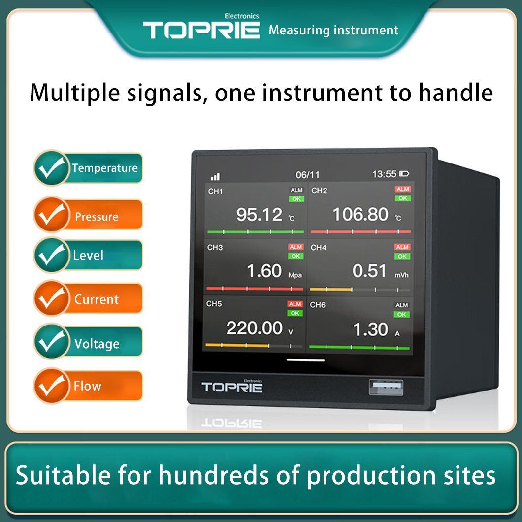 4 Inch Touch Screen Paperless Recorder Multi Channel Data Acquisition Device for Temperature Pressure Voltage Current Monitoring