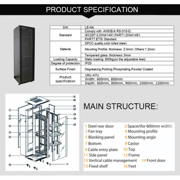 19 Inch Standard Network Cabinet 42u Floor Standing Server Rack For Data Center