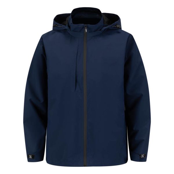 Waterproof Wind-Resistant Classic Jackets with Custom Logo Navy Blue Hooded Workwear Jacket