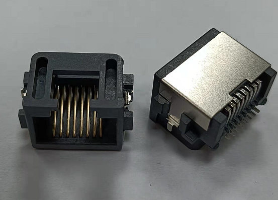 SMT Offset / Overhangs PCB RJ45 Jack , Modular RJ45 PCB Connector