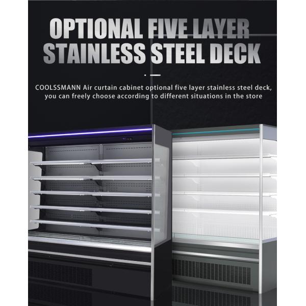 Vegetable Display Case Refrigerator , 4 Layers 1.98m Height LED Open Front Chiller