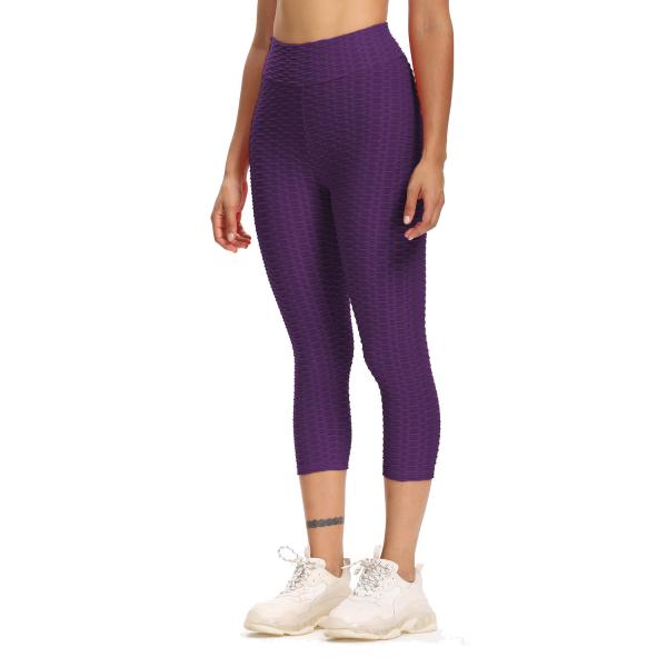 Purple Quick Dry High Waisted Yoga Pants Active Stretch Exercise Pants