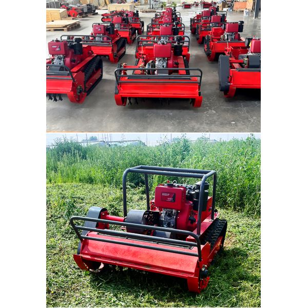Diesel Engine 4-Stroke Industrial Small Robot Grass Cutter Cutting Width 800mm 1000mm 1200mm Remote Control Crawler Flail Mower