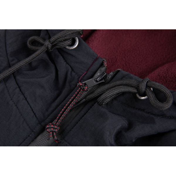 Men's Wind-Resistant Fleece Hooded Jacket with Soft Brushed Fleece Body and Colorblock Design