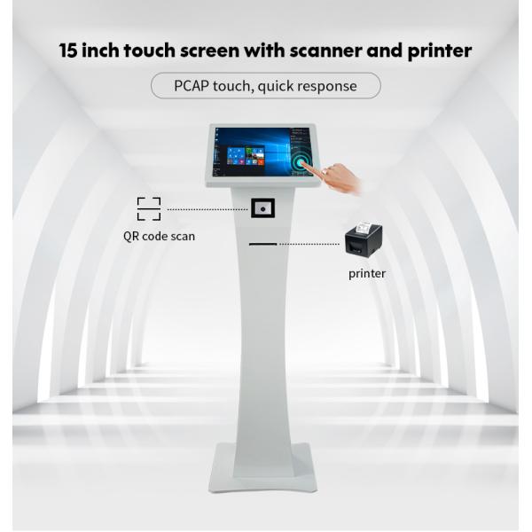 15.6 Inch AIO Touch Screen Kiosk With QR Code Scanner And Thermal Printer