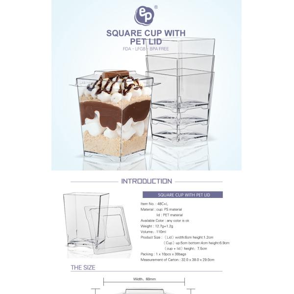 New arrival eco-friendly disposable cute plastic cup with lid for dessert