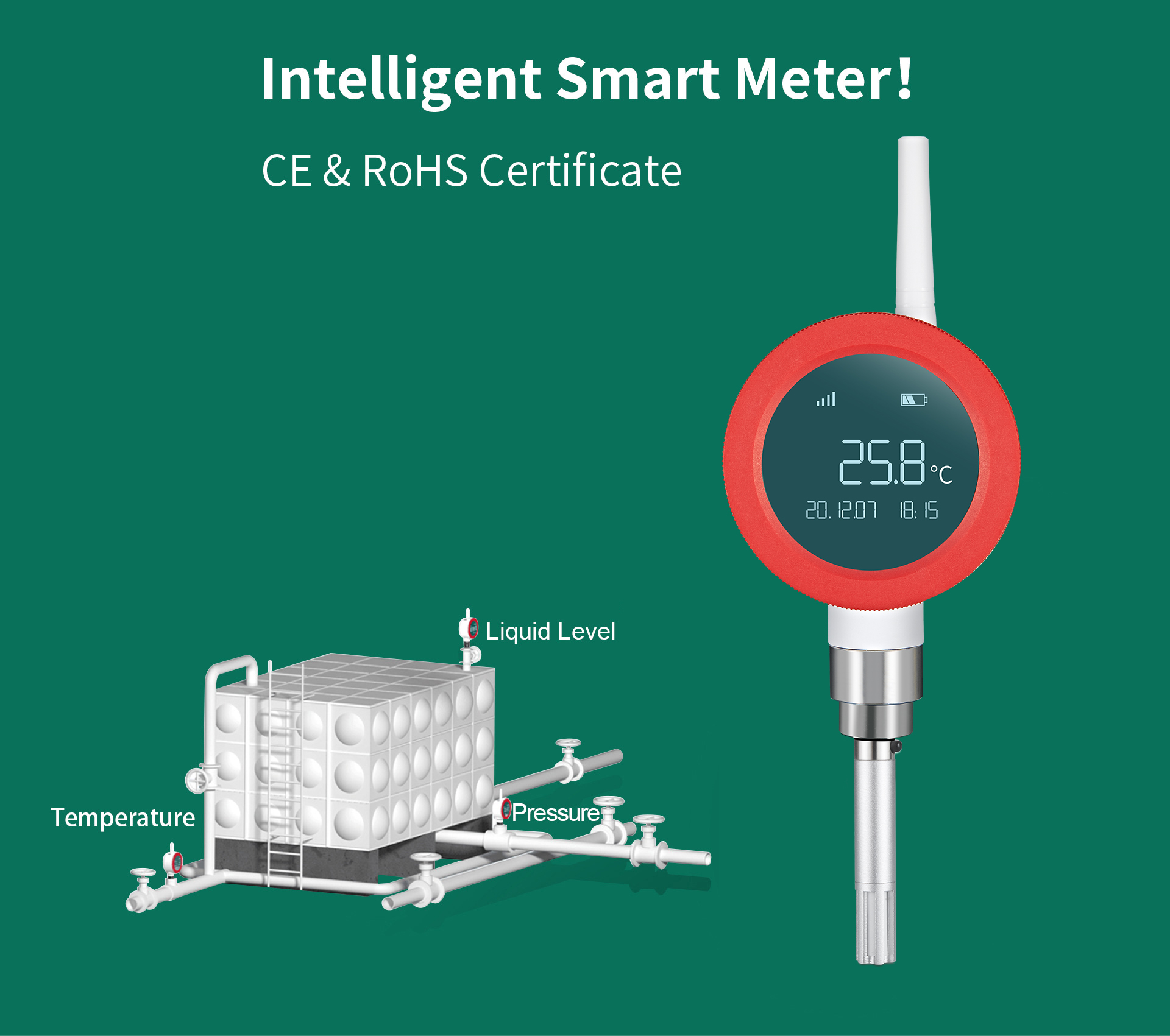 MQTT Wireless Temperature Sensor LoRA 4G Smart Digital Temperature Transmitter 0-600 Degree