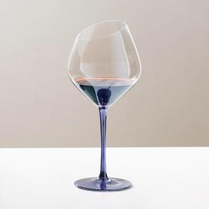 Quality Lead Free 550ml Glass Drinking Goblets 19 Ounce Angled Iridescent Wine Glasses for sale