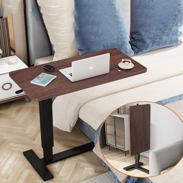 C Shape Computer Table with Wheel Sofa Bed Side Folding Platform Heavy Duty Wooden Rack For Snack Adjustable Height