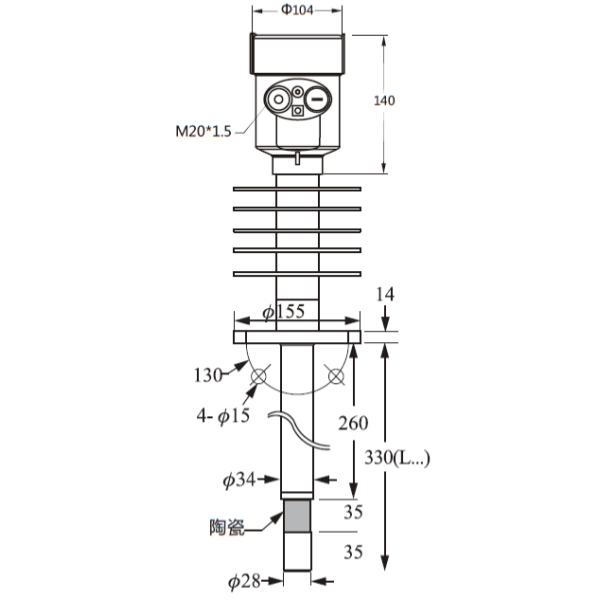 KCS Series Capacitive Level Transmitters Up and Down Limit Alarm Function for High Temperature and Pressure Applications