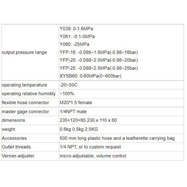 High Pressure Generator Pressure Hand Held Hydraulic Calibrator Test Pump