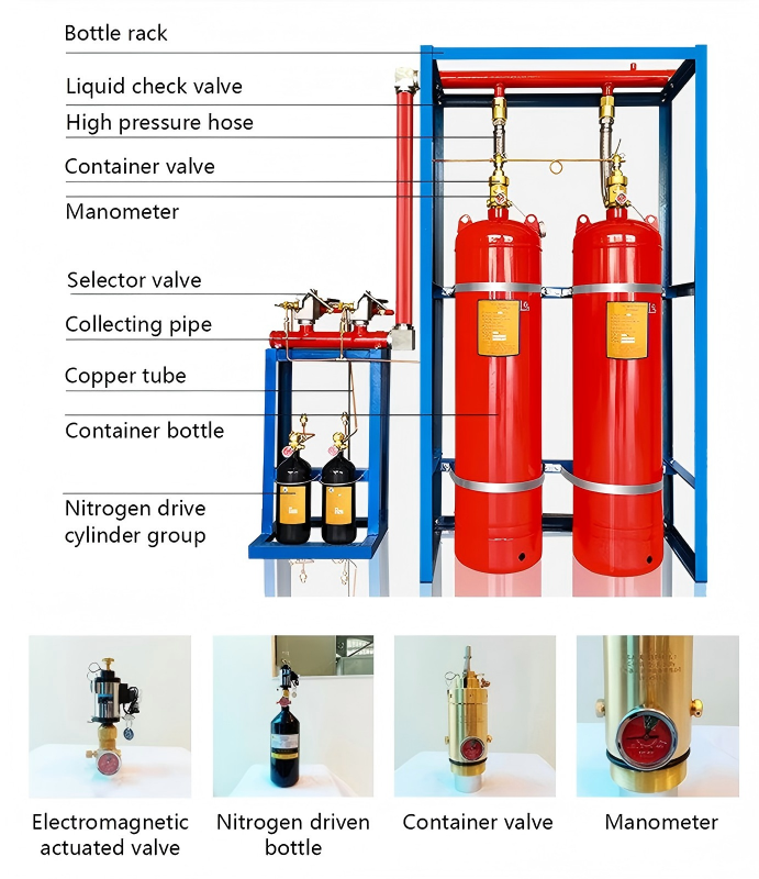 IG541 Inert Gas Fire Suppression System for Data Center Protection with 15MPa Working Pressure and Eco-Friendly Design
