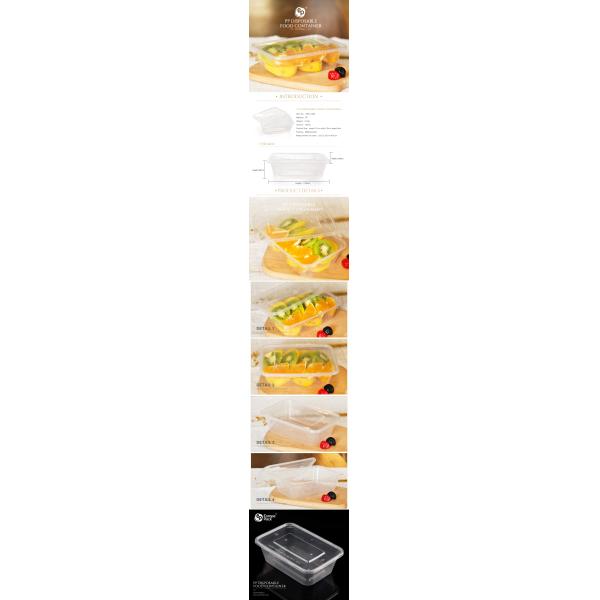 Factory direct sale rectangular disposable microwave plastic PP takeaway food containers