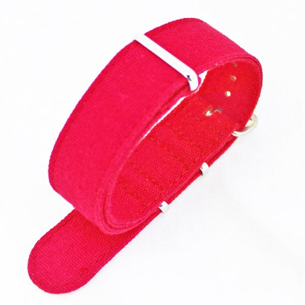 Solid Color Nato Canvas Watch Strap Bright red With Buckle