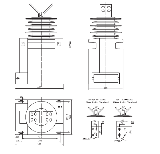 36kV Medium Current Transformer Outdoor Single-Phase Epoxy Resin Type