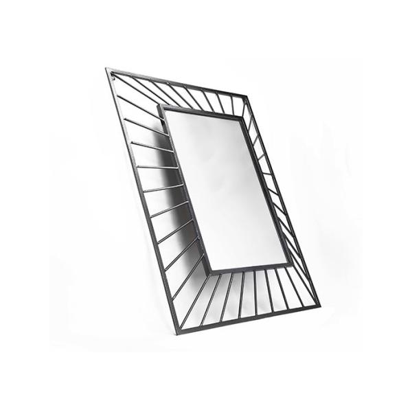 Large Rectangle Black Framed Metal Wall Art Mirror