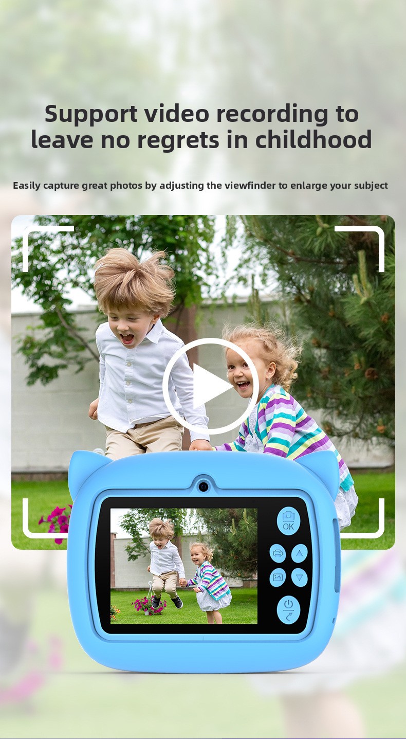 New Multi-Function HD Dual Lens Kids Digital Camera with Instant Shooting Function, Supports Photo & Video Recording, 1080P