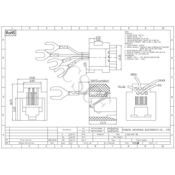 Networking RJ11 Modular Jack 6P4C Connector Socket 623K Assembly