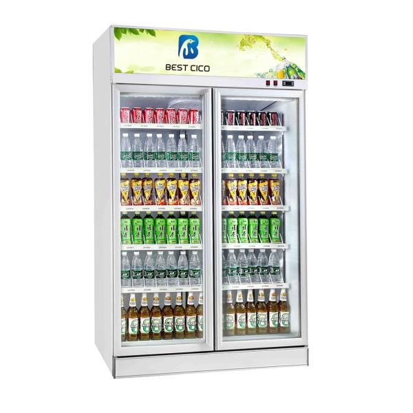 Large Reliable Double Door Upright Fridge High Efficient Evaporator