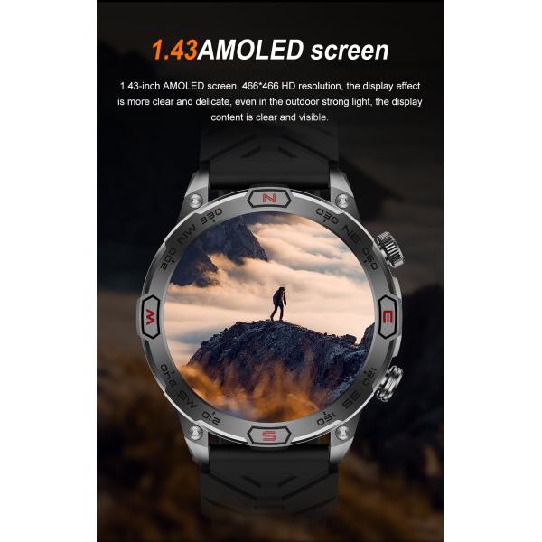 Round Shape Smart Watch with Vibration Intensity Selection Time Format Weather Forecast and Music Control