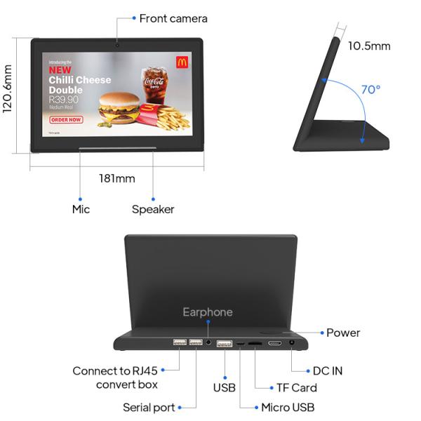 7 Inch 1024*600 Desktop Tablets LCD Tv Digital Signage Panel All In One Pc