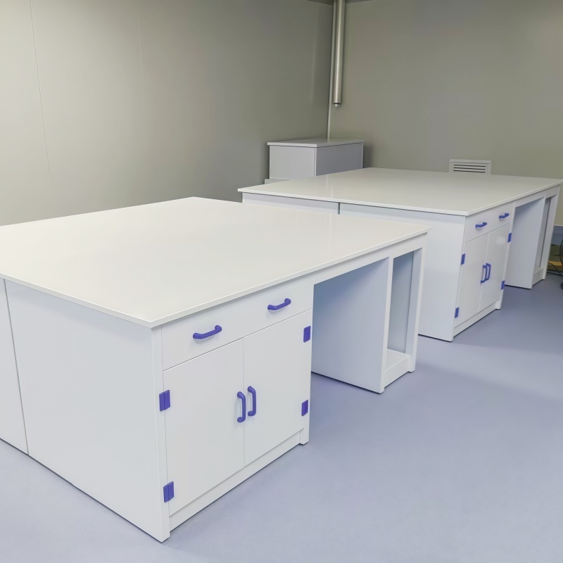 PP Lab Work Bench Corrosion Resistant Modular Lab Benches White With Double Layer Storage Rack