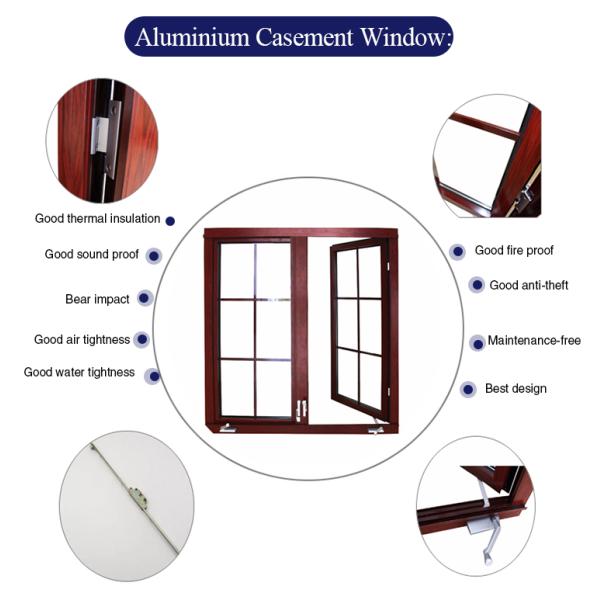 Thermal Broken Casement Windows With Security Mesh Customized For Windproof Function