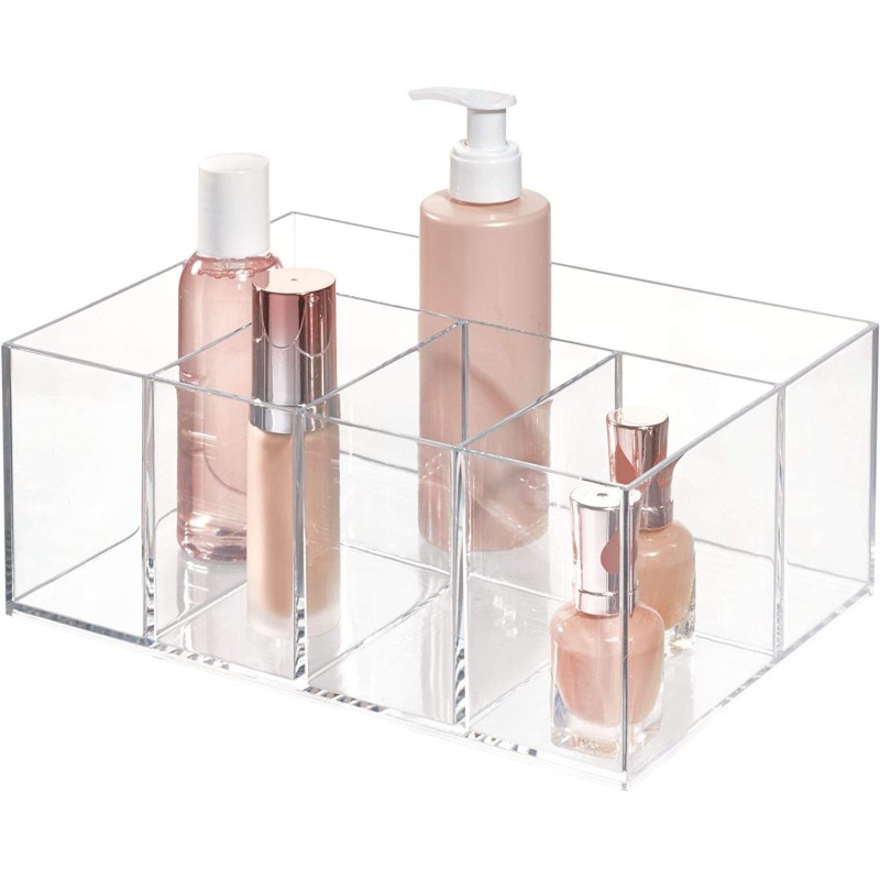 Custom Clear Acrylic Makeup Organizer Box Rectangle Divided Storage Container for Cosmetics Multifunctional Design