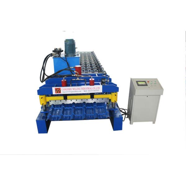 Hydraulic Motor Glazed Tile Roll Forming Machine 3-4m / Min High Efficiency