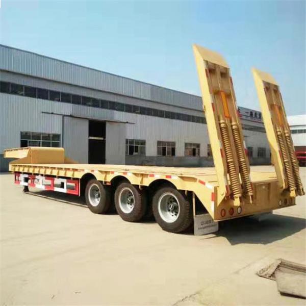 Mechanical Tri - Axle Low Bed Semi Trailer / Flat Bed Semi Trailer