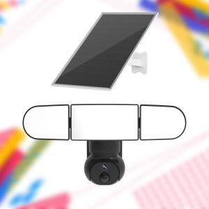 Solar Powered PIR Motion Detection 4G Floodlight Security Camera 4MP
