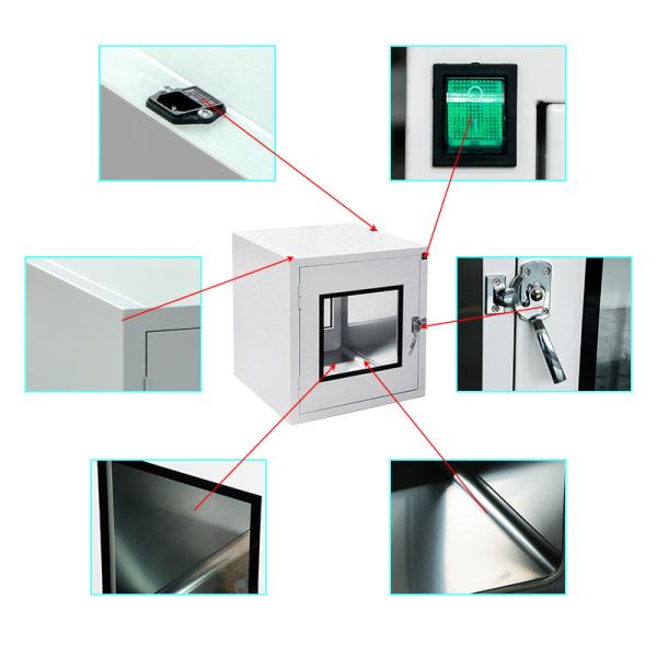 GMP Embedded Static Pass Box with Mechanical Interlock and 304 Stainless Steel for Food Industry and Hospital